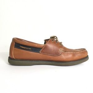 ST. JOHN’S BAY Leather Brown Boat Oxford Slip On Shoe 10 M